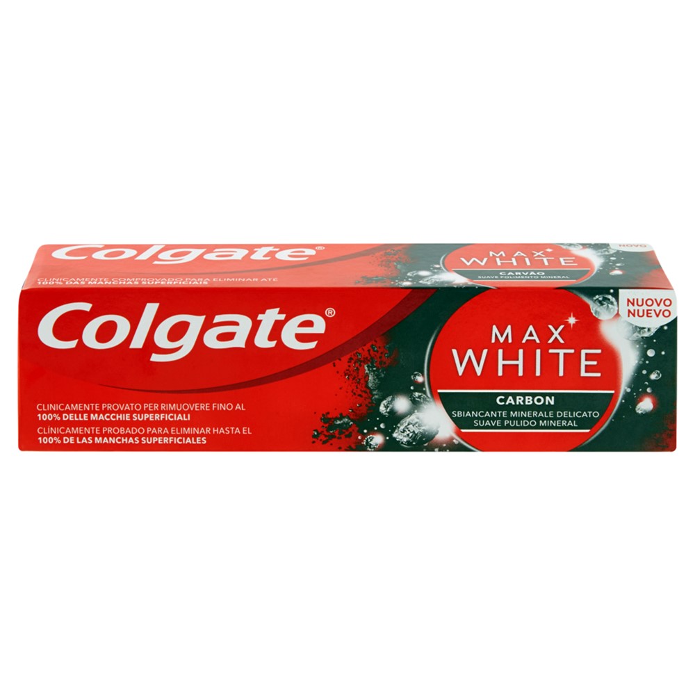 Charcoal toothpaste, Max White, Colgate, plastic and aluminu