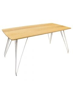 Dining table, iron legs, wood tabletop, natural, 160x80xH75 cm