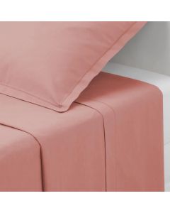 Straight single bed linen, cotton, blush pink, 180x290 cm