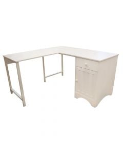 Tavolinë kompjuteri, Irelan, strukturë metalike, syprinë melaminë, e bardhë, 140x140xH76 cm