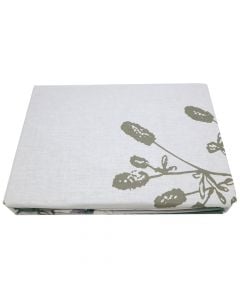 Duvet cover set, double, cotton, white/ gray flower, 240x260+10 cm (x1); 160x200+30 cm (x1); 50x80+5 cm (x2)