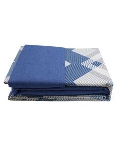 Bedlinen set, double, HomeLife, polyester and cotton, blue/beige, 240x240 cm; 160x190+25 cm(with elastic); 50x80 cm (x2)