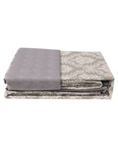 Bedlinen set, double, HomeLife, polyester and cotton, grey/black, 240x240 cm; 160x190+25 cm(with elastic); 50x80 cm (x2)