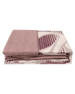 Bedlinen set, double, HomeLife, polyester and cotton, grey/red/black, 240x240 cm; 160x190+25 cm(with elastic); 50x80 cm (x2)