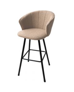 Bar chair, Teddy, textile upholstery, metal legs, beige