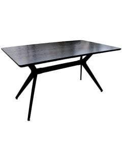 Dining table, Donnie, mdf tabletop, metal legs, black, 150x90xH76 cm