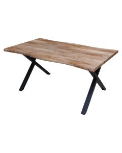 Dining table, mdf tabletop, metal legs, brown/black, 160x90xH75 cm