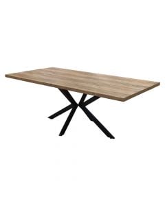 Dining table, mdf tabletop, metal legs, brown/black, 200x100xH76 cm