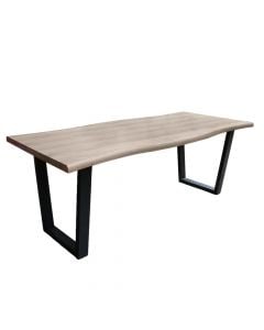 Dining table, mdf tabletop, metal legs, brown/black, 200x90xH75 cm