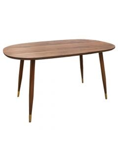 Dining table, Vivian, mdf tabletop, metal legs, brown, 140x90xH75 cm