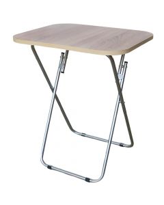 Tavolinë me palosje, syprinë melaminë, këmbë metalike, kafe/bezhë, 50x60xH71 cm