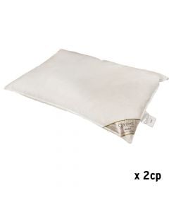 Pillow, set 2 pieces, cover: 100% cotton, filling: 10% duck down; 90% duck feather, white, 800 g, 50x70 cm