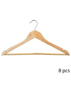 Clothes hanger, Original, set 8 pieces, wooden, natural, 45x1.2xH22.5 cm