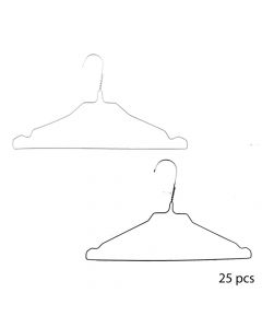 Clothes hanger, Cintre, set 25 pieces, metal, silver/black, 10.3x0.2xH20.5 cm