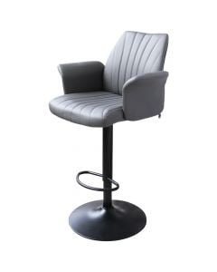 Bar chair, Thomasia, PU seat, metal structure, grey/black,  64x53.5xH93-113.5 cm