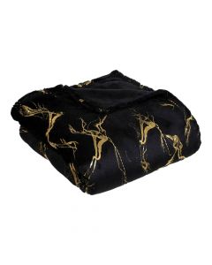 Blanket, polyester, black/golden, 130x180 cm