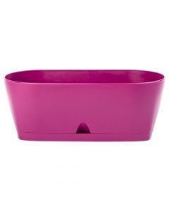 Oval flower pot, DRINA, plastic, cherry, 32x15xH12 cm