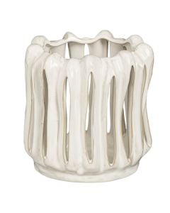 Candle holder, ceramic, white, Ø17xH16.5 cm