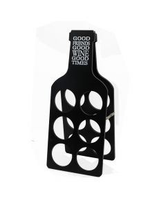 Wine bottle rack, wooden, black, 21x50 cm