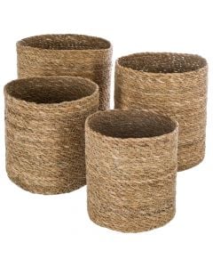 Basket, set 4 pieces, straw, natural, 18xH28 cm; 21xH21 cm; 24xH24 cm; 27x27 cm