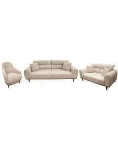 Sofa, set 3+2+1, Patara, wooden legs, textile upholstery, beige