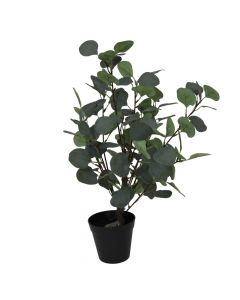 Artificial tree, Eucalyptus, in pot, plastic, green, 58 cm