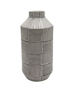 Vazo dekorative, qeramikë, e bardhë/e zezë, 15.5x15.5x32.5 cm
