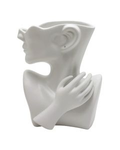 Vazo dekorative,qeramikë, e bardhë, 20x12.5x25 cm