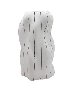 Vazo dekorative, qeramikë, e bardhë/e zezë, 18x18x33.5 cm