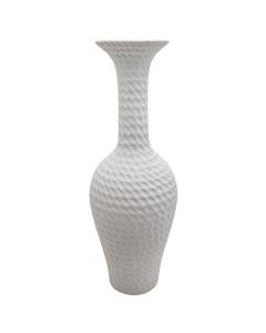 Vazo dekorative, qeramikë, e bardhë, 17x17x48 cm
