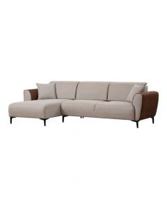 Corner sofa, Arren, left, textile upholstery, gray/brown, 260x150xH85 cm