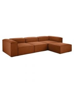 Corner sofa, Relax, with 4 module, textile upholstery, brown, 296x188xH68 cm