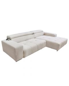 Corner sofa, right, Orion, electric, textile upholstery, beige, 307x176 cm