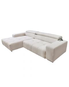 Corner sofa, left, Orion, electric, textile upholstery, beige, 307x176 cm