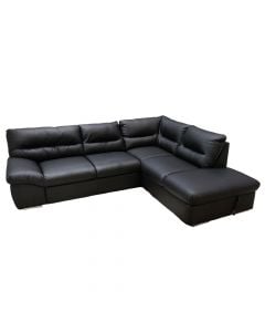 Corner sofa, right, William, pu upholstery, black, 268x216 cm