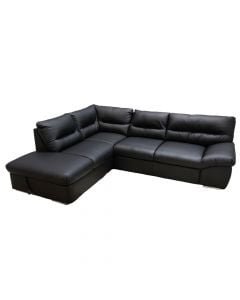 Corner sofa, left, William, pu upholstery, black, 268x216 cm