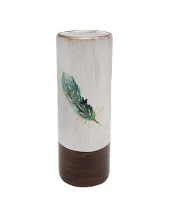 Decorative vase, porcelain, white/brown, 11Xh32 cm