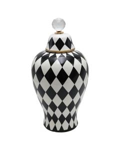 Decorative vase, porcelain, white/black, 18xH35 cm