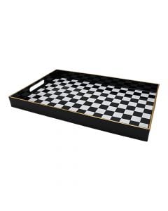 Decorative tray, porcelain, white/black, 46x29xH5 CM