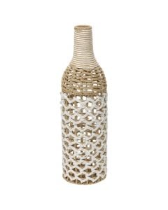 Decorative vase, straw, white/natural, 20x20x70 cm