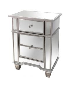 Storage cabinet, Senta, mdf/glass, silver, 48x32xH63 cm