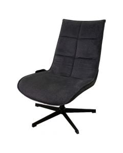 Leisure chair, Lucks, textile upholstery, metal structure, dark grey, 63.5x85xH93 cm