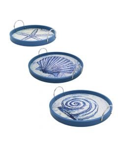 Decorative tray, set 3 pieces, metal, 35x8xH35 cm; 40x8xH40 cm; 45x8xH45 cm