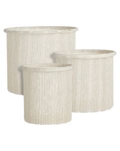 Storage basket, Danfield, set 3 pieces, rattan, white, Ø23xH23 cm; Ø28xH25 cm; Ø32xH28 cm