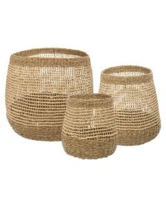 Storage basket set, Giulia, 3 pieces, woven, brown 45x43 cm