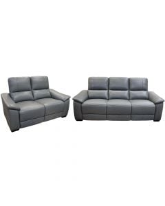 Sofa, 3+2, leather, wooden legs, dark grey, 218x99xH102 cm; 160x99xH102 cm