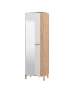 Hall unit cabinet, Belfort, melamine/glass, oak/white, 59.5x40xH192.5 cm