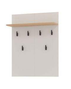 Wall hanger, Belfort, 6 hooks, melamine, white, 66x19.5xH83 cm