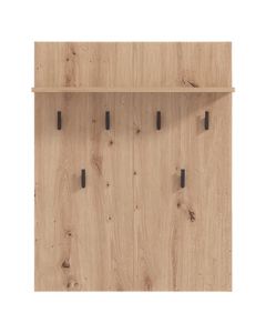 Wall hanger, Landes, 6 hooks, melamine, oak/natural, 66x19.5xH83 cm