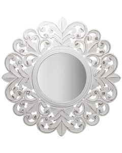 Decorative mirror, wooden, white, 90x90